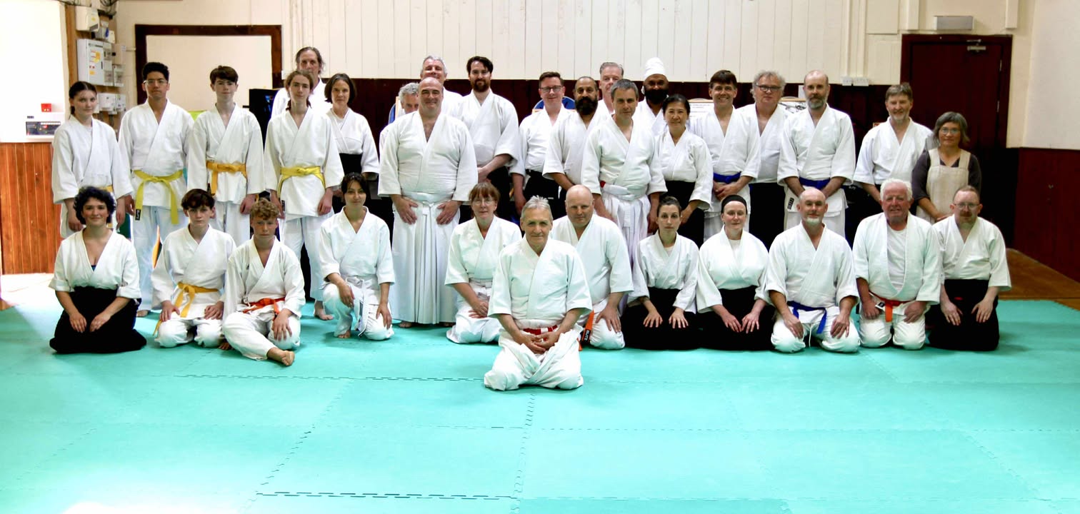 A group portrait of those attending the first day of the aikido course hosted by Lochaber Aikido Club.